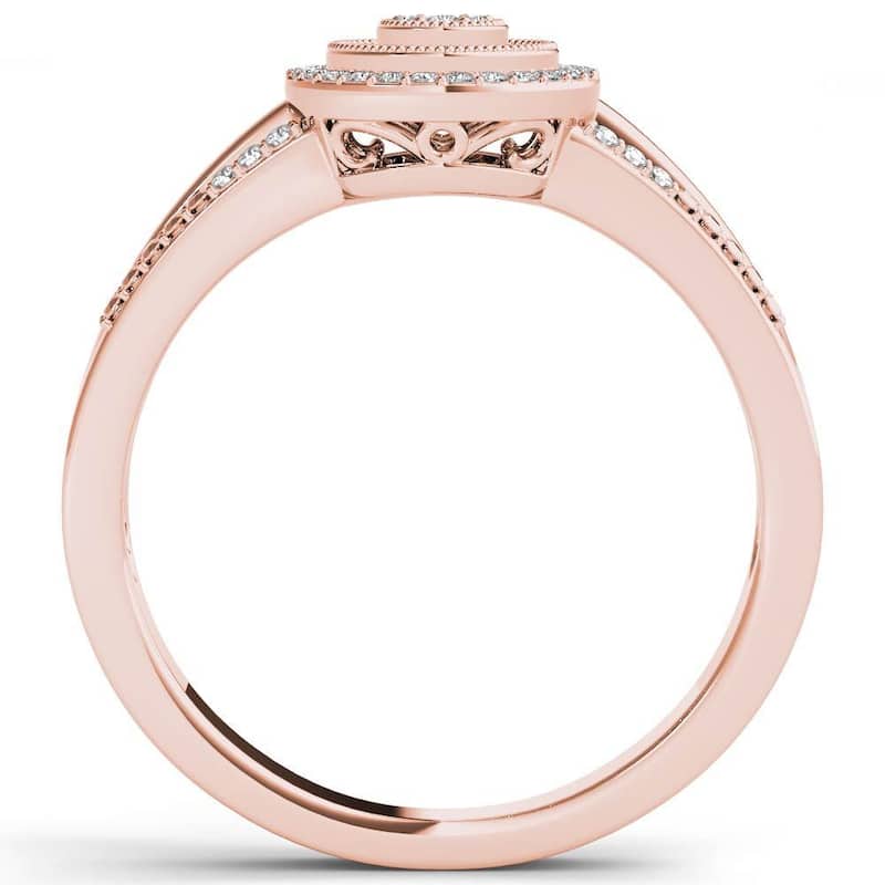 De Couer 10k Rose Gold 1/6ct TDW Diamond Halo Engagement Ring