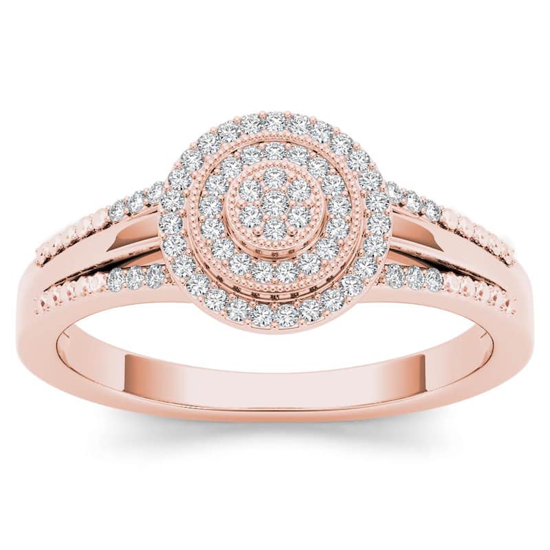 De Couer 10k Rose Gold 1/6ct TDW Diamond Halo Engagement Ring - 6 - Rose