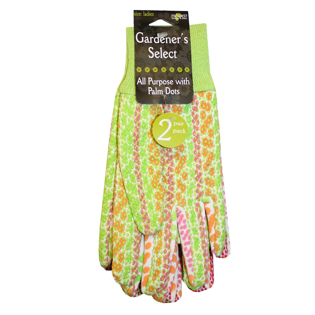 Midwest Glove 503D4P02-EACM-1 Ladies Jersey PVC Dot Gloves Assorted Colors 2-ct