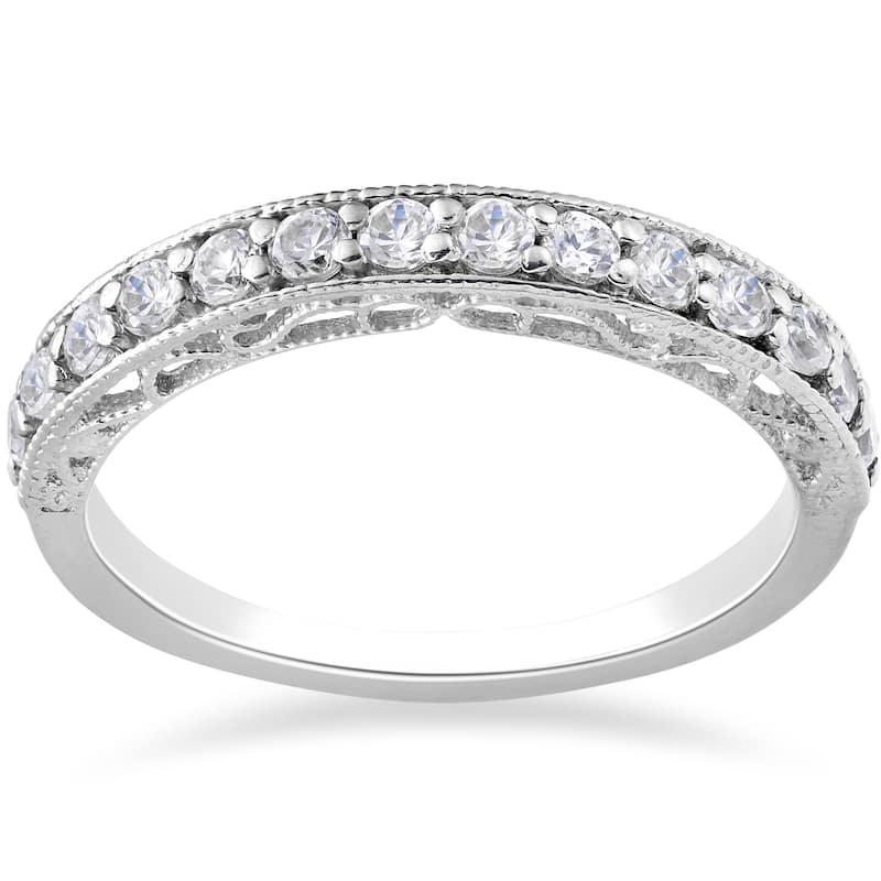 14k White Gold 1/2ct TDW Lab Grown Eco Friendly Diamond Vivian Vintage Wedding Ring - 4
