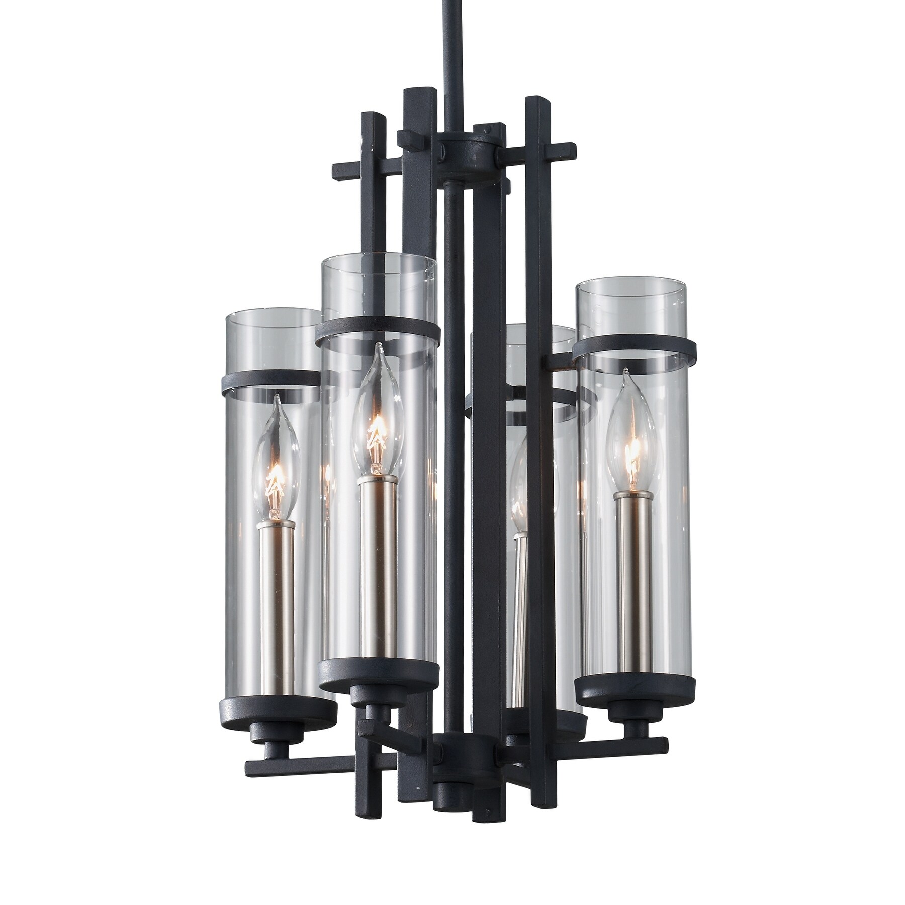 Feiss Ethan 4 Light Antique Forged Iron / Brushed Steel Chandelier (4 - Light Ethan) - Chandeliers For Bedrooms by Overstock.com