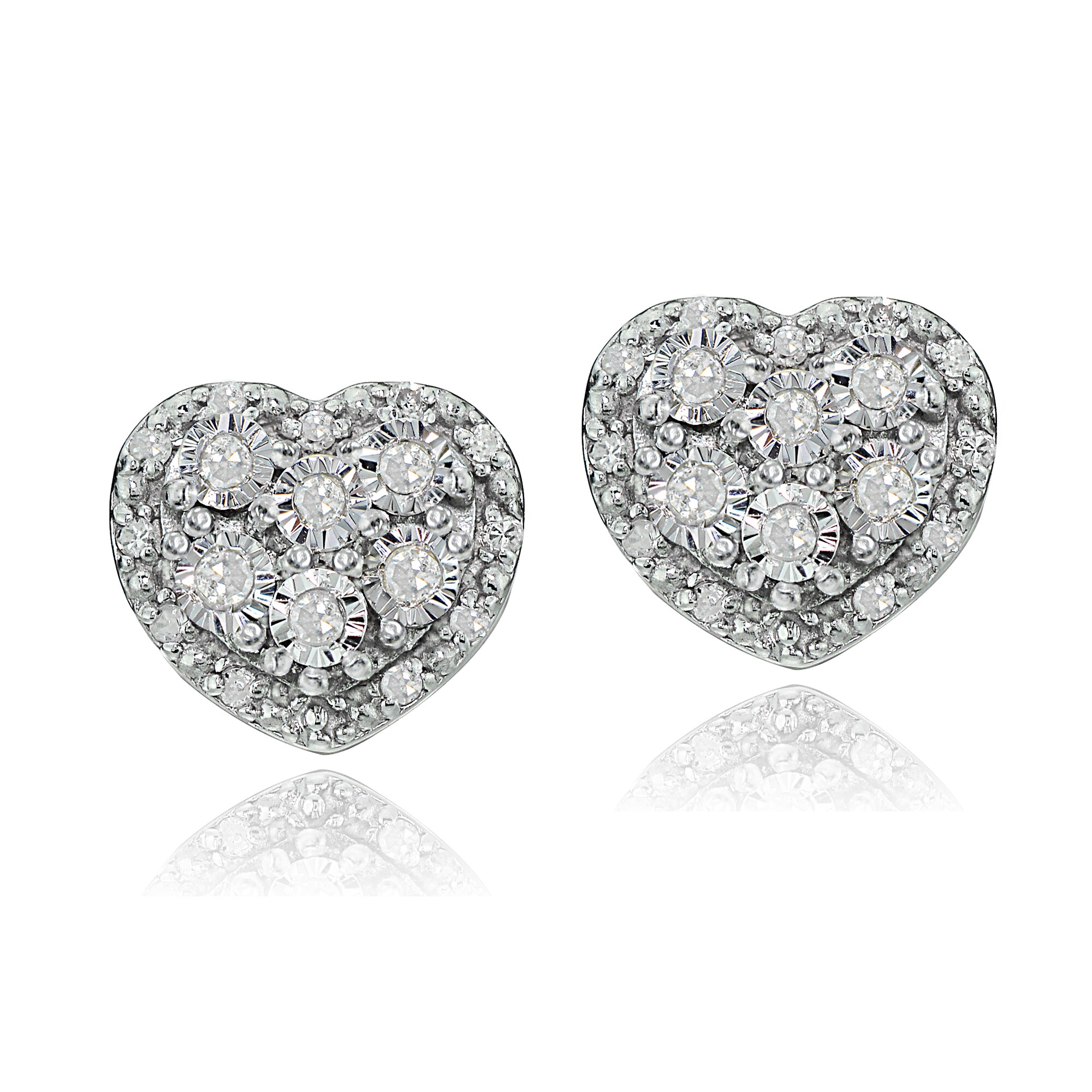Sterling Silver 0.25ct TDW Diamond Miracle Set Cluster Square Earrings