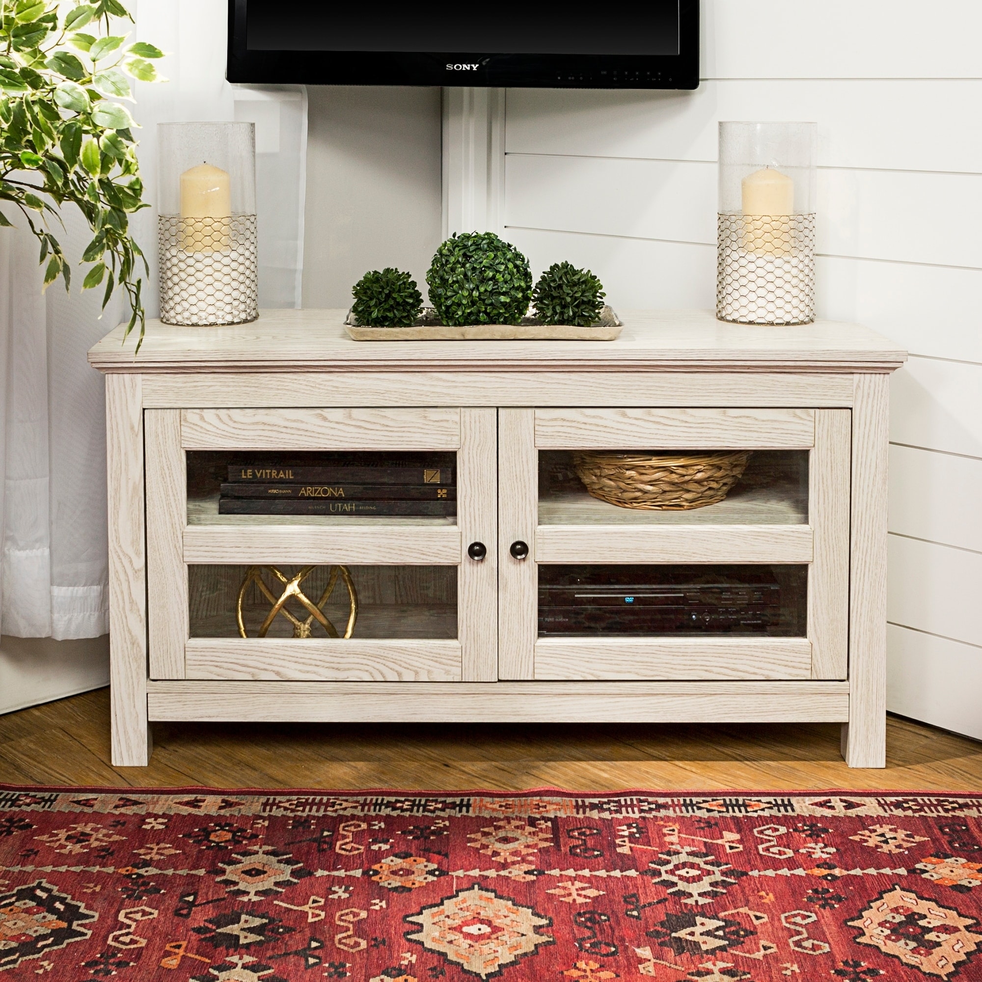 Shop 44 Inch White Wash Corner Tv Stand Console 44 X 16 X 23h