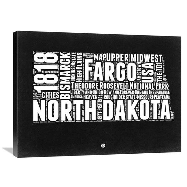 Naxart Studio 'North Dakota' Black and White Stretched Canvas Wall Art