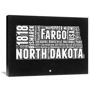 Naxart Studio 'north Dakota Black And White Map' Stretched Canvas Wall 