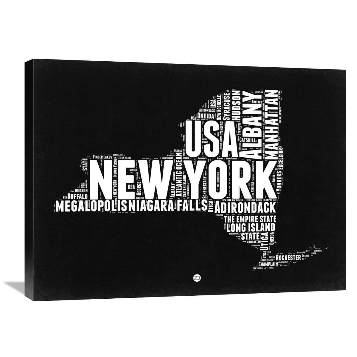 NAXART Studio 'New York Black and White Map' Stretched Canvas Wall Art