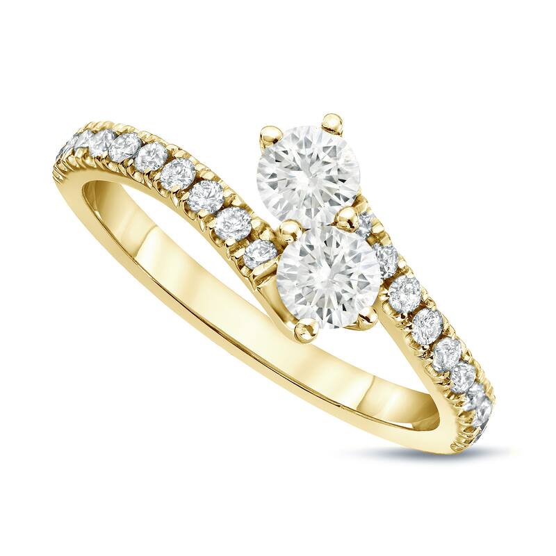 Auriya 14k Gold 1/2ct TDW Round 2-Stone Diamond Engagement Ring