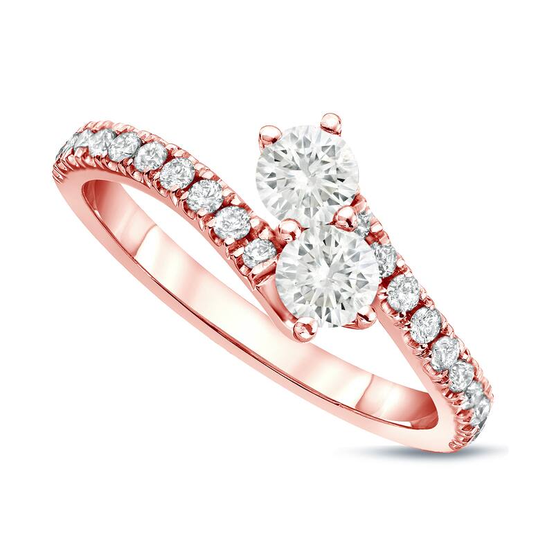 Auriya 14k Gold 1/2ct TDW Round 2-Stone Diamond Engagement Ring