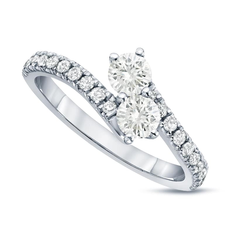 Auriya 14k Gold 1/2ct TDW Round 2-Stone Diamond Engagement Ring
