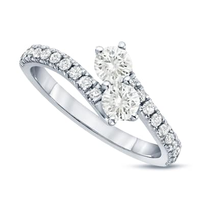 Auriya 14k Gold 1/2ct TDW Round 2-Stone Diamond Engagement Ring