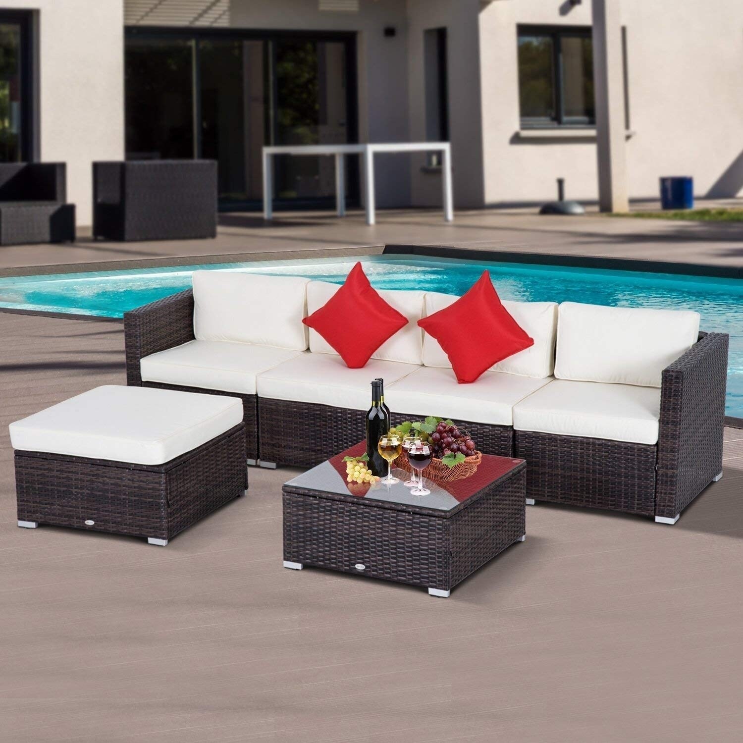 Outsunny 6 Piece Outdoor Patio Pe Rattan Wicker Sofa Outdoor Patio Pe Rattan Wicker Sofa