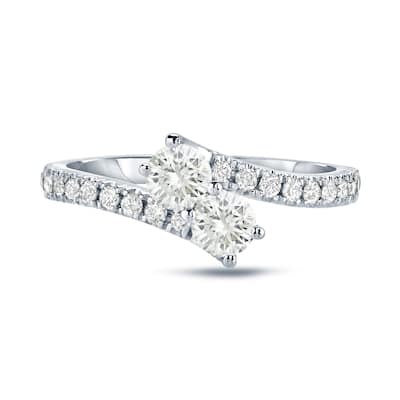 Auriya 14k Gold 3/4ct TDW Round 2-Stone Diamond Engagement Ring