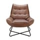 preview thumbnail 2 of 13, Aurelle Home Handcrafted Leather Lounge Accent Chair