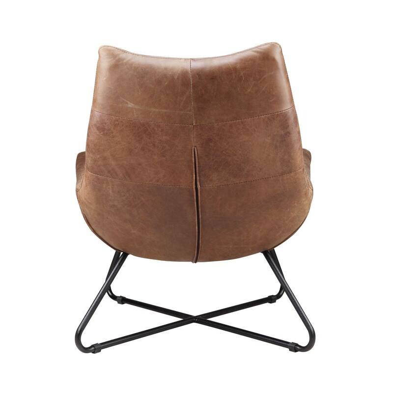 Aurelle Home Handcrafted Leather Lounge Accent Chair