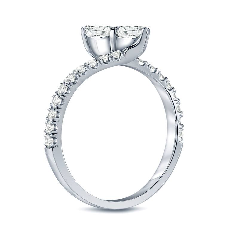 Auriya 14k Gold 1ct TDW Round 2-Stone Diamond Engagement Ring