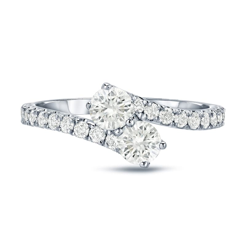 Auriya 14k Gold 1ct TDW Round 2-Stone Diamond Engagement Ring