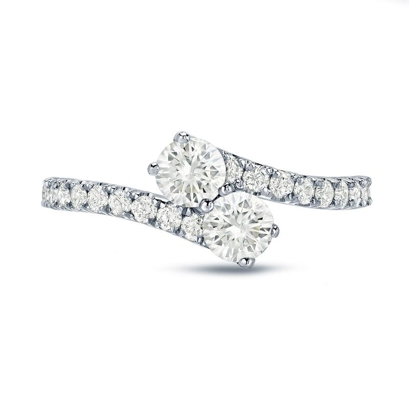 Auriya 14k Gold 1ct TDW Round 2-Stone Diamond Engagement Ring