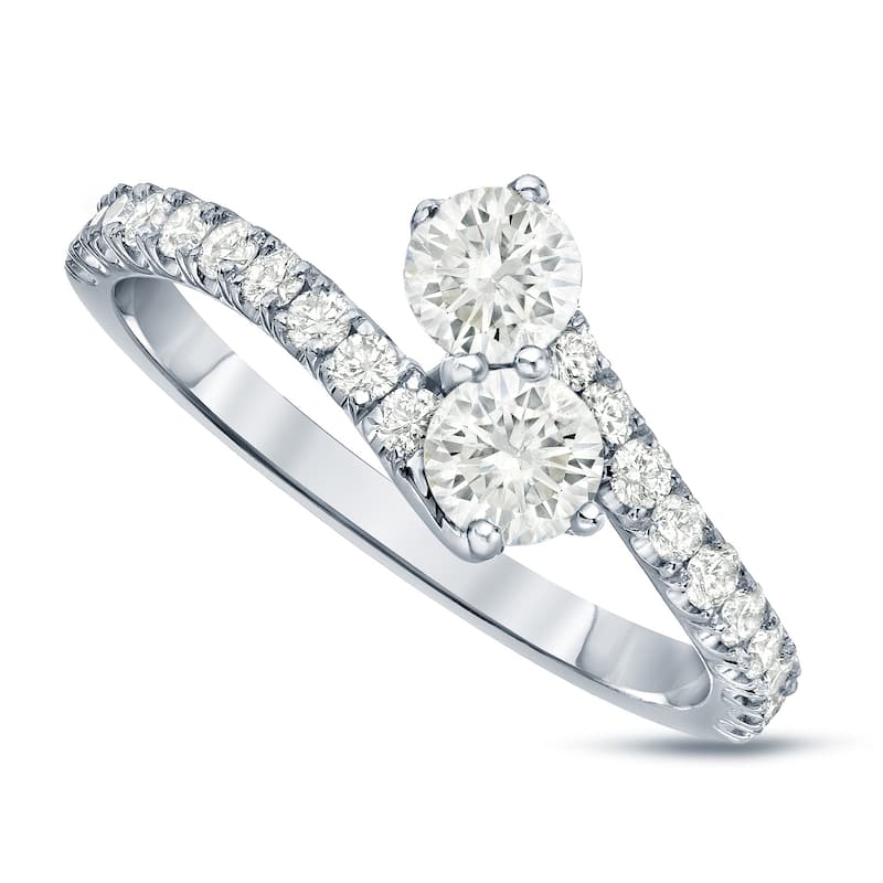 Auriya 14k Gold 1ct TDW Round 2-Stone Diamond Engagement Ring