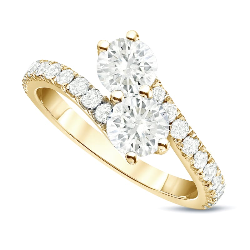 Auriya 14k Gold 1 1/2ct TDW Round 2-Stone Diamond Engagement Ring (J-K, I1-I2)