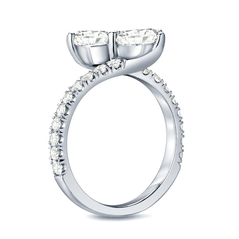 Auriya 14k Gold 2ct TDW Round 2-Stone Diamond Engagement Ring