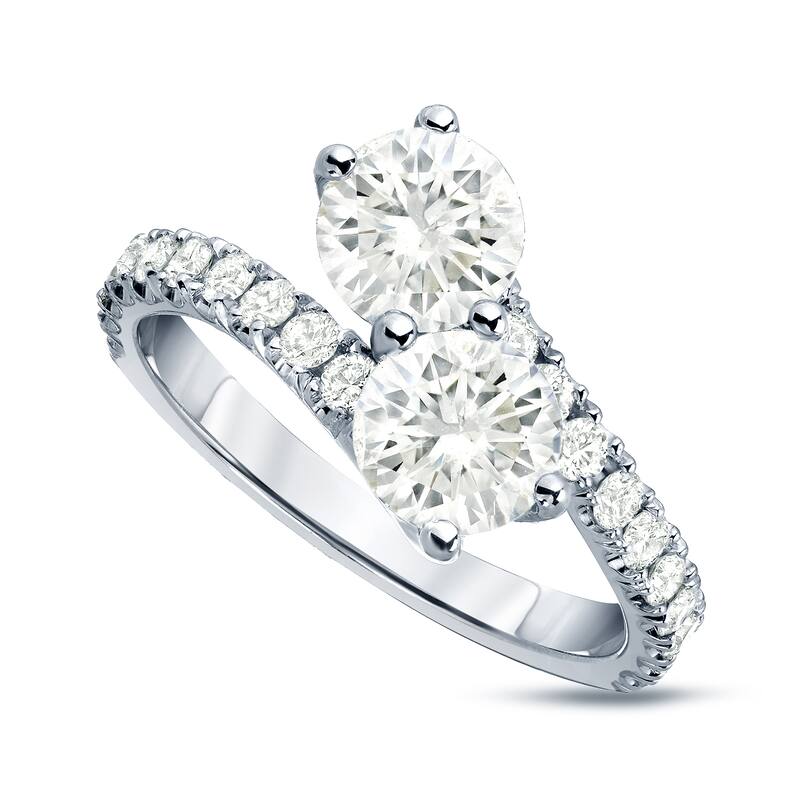 Auriya 14k Gold 2ct TDW Round 2-Stone Diamond Engagement Ring