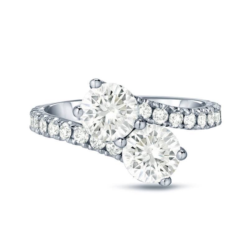 Auriya 14k Gold 2ct TDW Round 2-Stone Diamond Engagement Ring