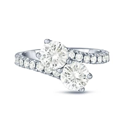 Auriya 14k Gold 2ct TDW Round 2-Stone Diamond Engagement Ring