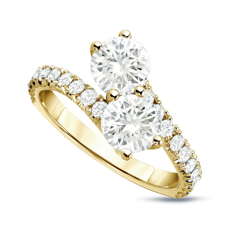 Auriya 14k Gold 2ct TDW Round 2-Stone Diamond Engagement Ring