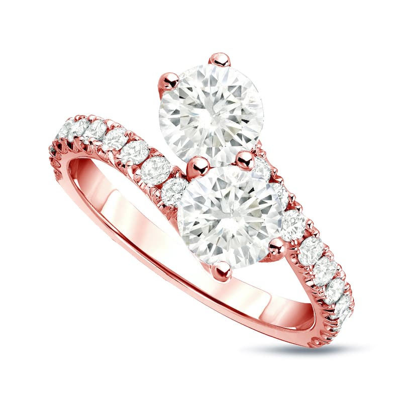 Auriya 14k Gold 2ct TDW Round 2-Stone Diamond Engagement Ring