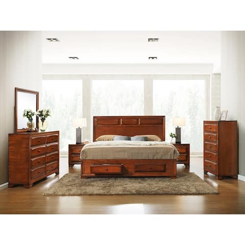 Roundhill Furniture Oakland Antique Oak Wood 6-piece King-size Bedroom Set