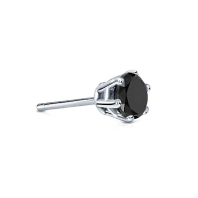 Auriya 14k Gold 1/4ct TDW Round 6-Prong SINGLE STUD (1)Black Diamond Earring