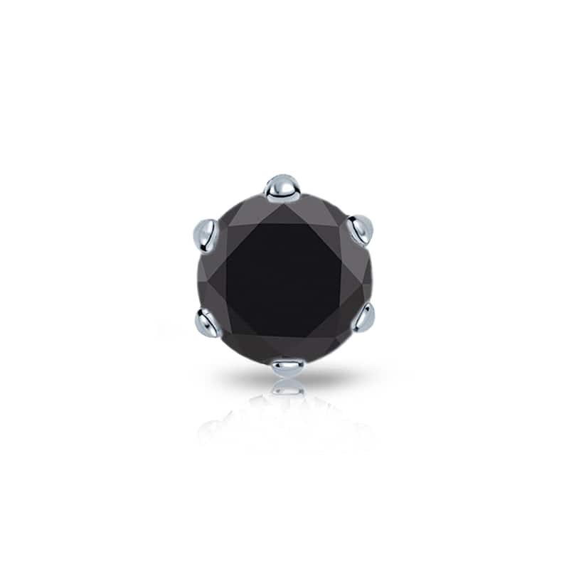 Auriya 14k Gold 1/4ct TDW Round 6-Prong SINGLE STUD (1)Black Diamond Earring