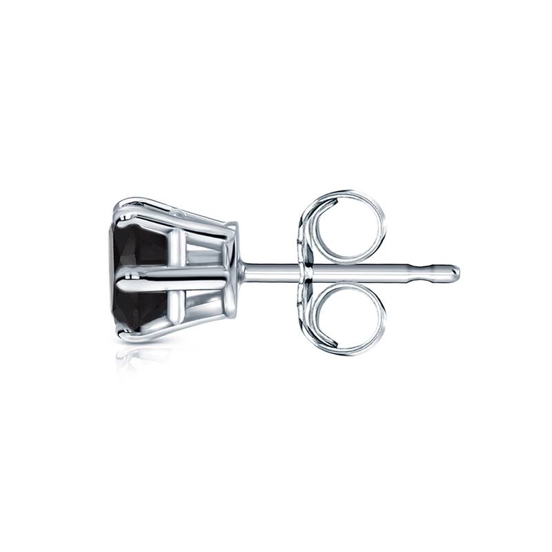 Auriya 14k Gold 1/3ct TDW 6-Prong Round SINGLE STUD (1) Black Diamond Earring