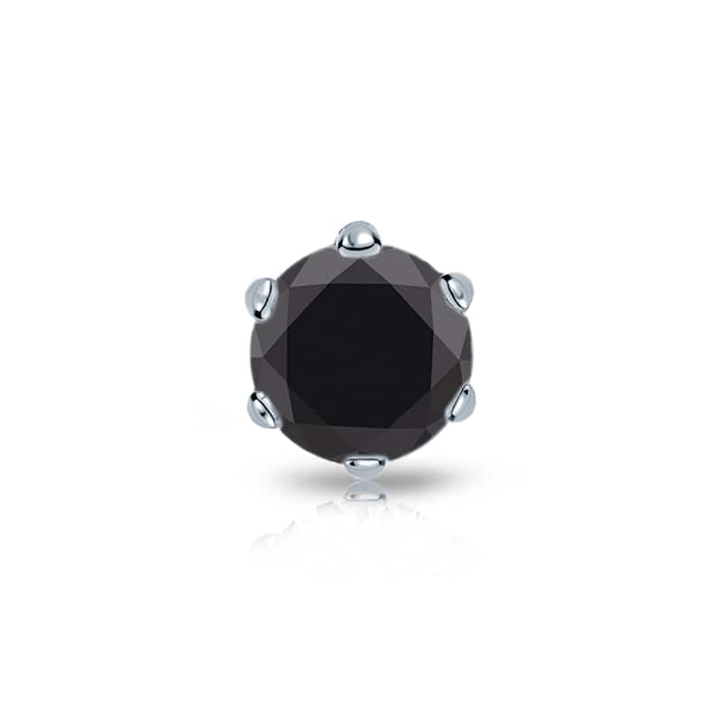 Auriya 14k Gold 1/2ct TDW Round 6-Prong SINGLE STUD (1)Black Diamond Earring