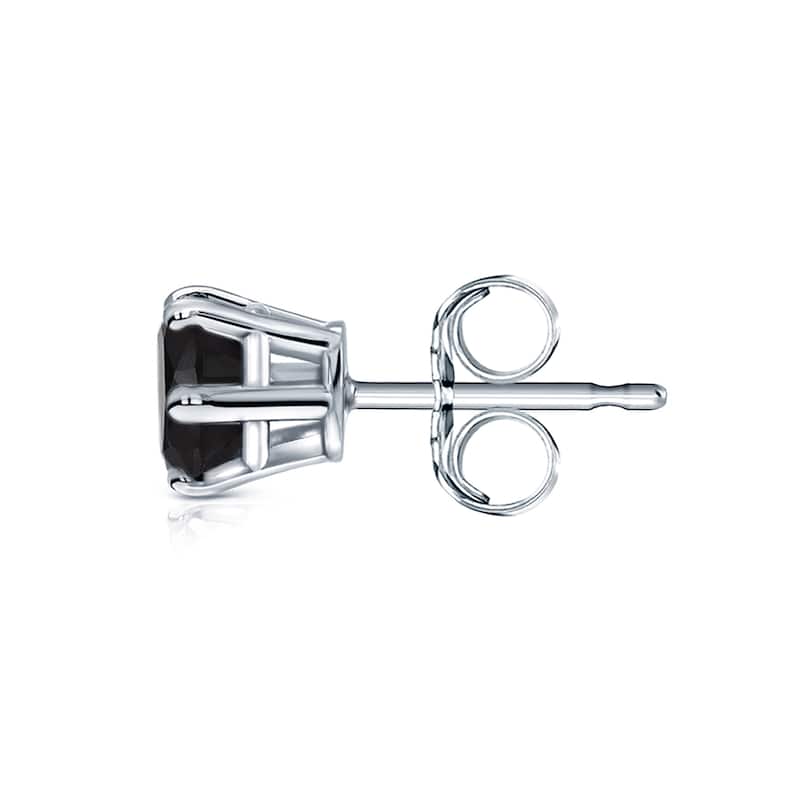 Auriya 14k Gold 1/2ct TDW Round 6-Prong SINGLE STUD (1)Black Diamond Earring