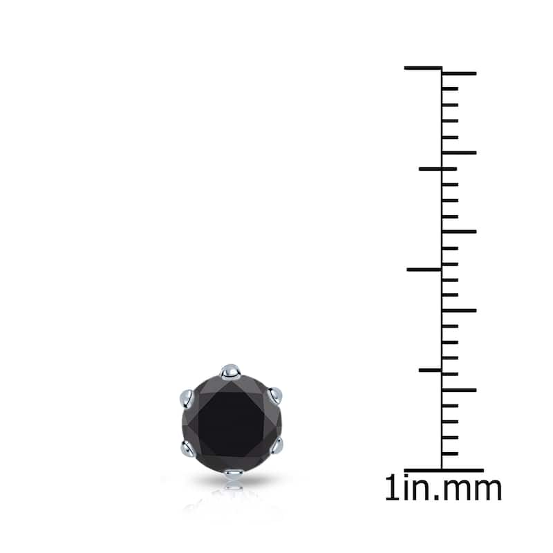 Auriya 14k Gold 3/4ct TDW Round 6-Prong SINGLE STUD (1) Black Diamond Earring