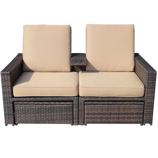 Outsunny Outdoor 3-piece PE Rattan Wicker Lounge Chair Set - Free