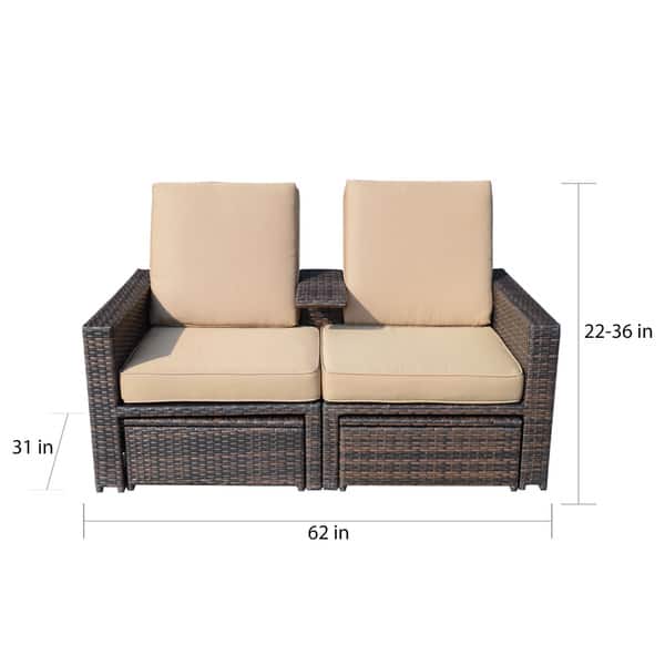 Outsunny Outdoor 3 Piece Pe Rattan Wicker Lounge Chair Set Overstock 12542880