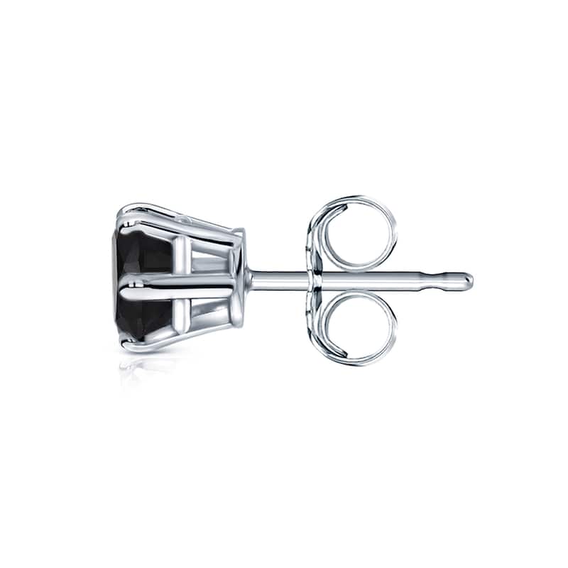 Auriya 14k Gold 1ct TDW Round 6-Prong SINGLE STUD (1) Black Diamond Earring
