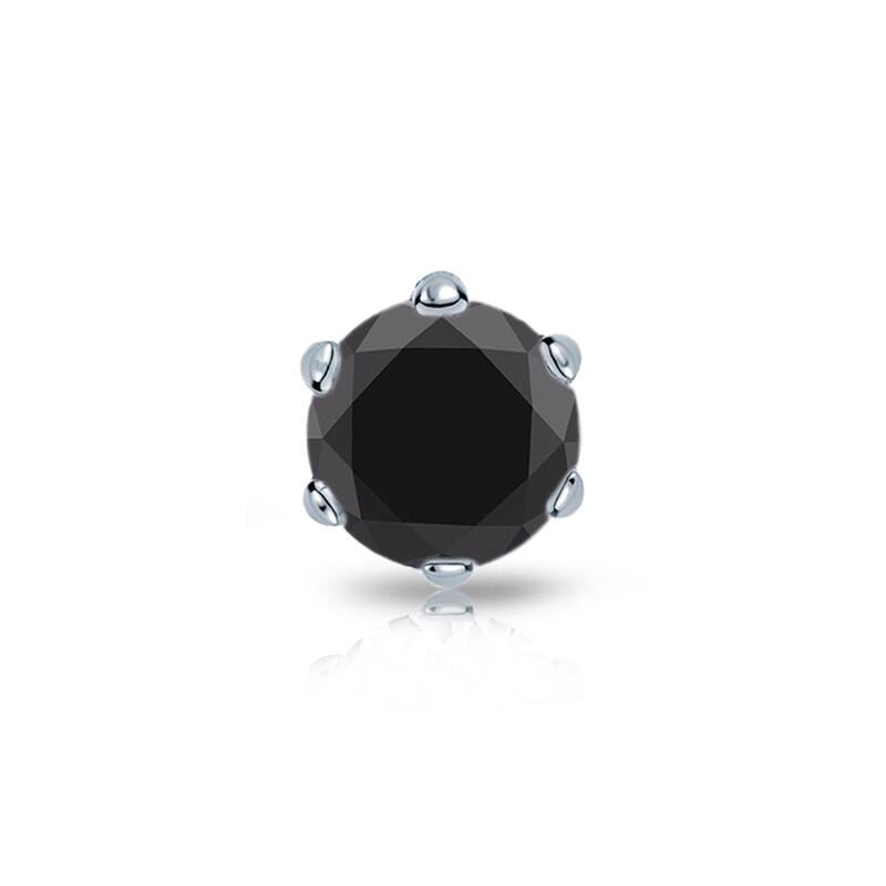 Auriya 14k Gold 1ct TDW Round 6-Prong SINGLE STUD (1) Black Diamond Earring