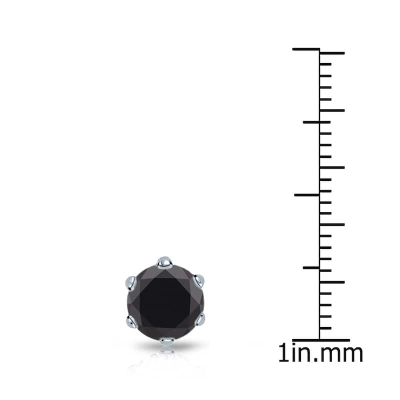 Auriya 14k Gold 1ct TDW Round 6-Prong SINGLE STUD (1) Black Diamond Earring