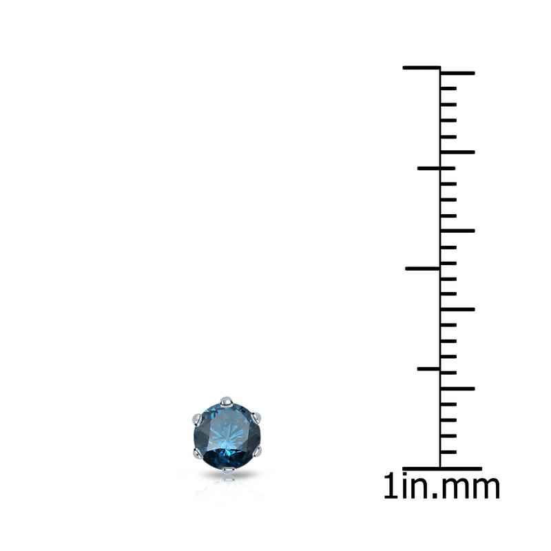 Auriya 14k Gold 1/4ct TDW Round 6-Prong SINGLE STUD (1) Blue Diamond Earring
