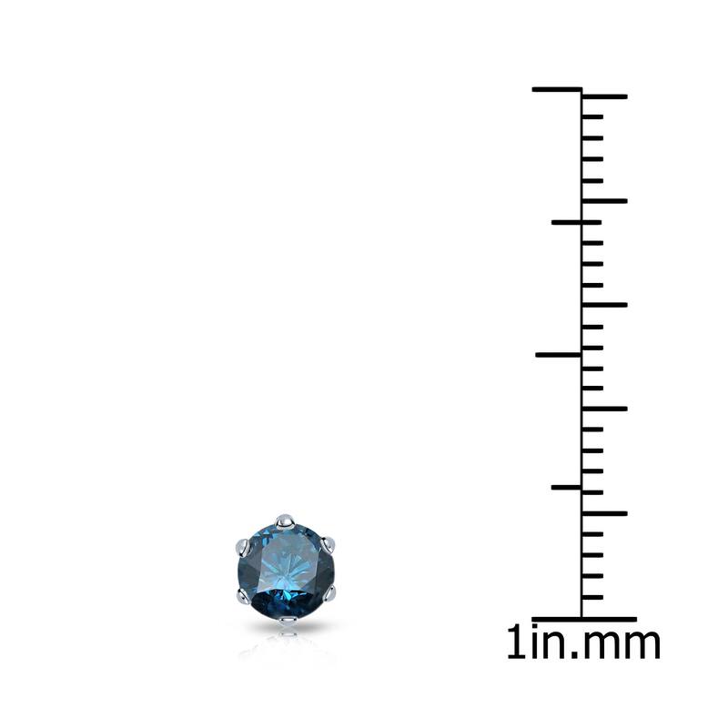 Auriya 14k Gold 1/3ct TDW Round 6-Prong SINGLE STUD (1) Blue Diamond Earring