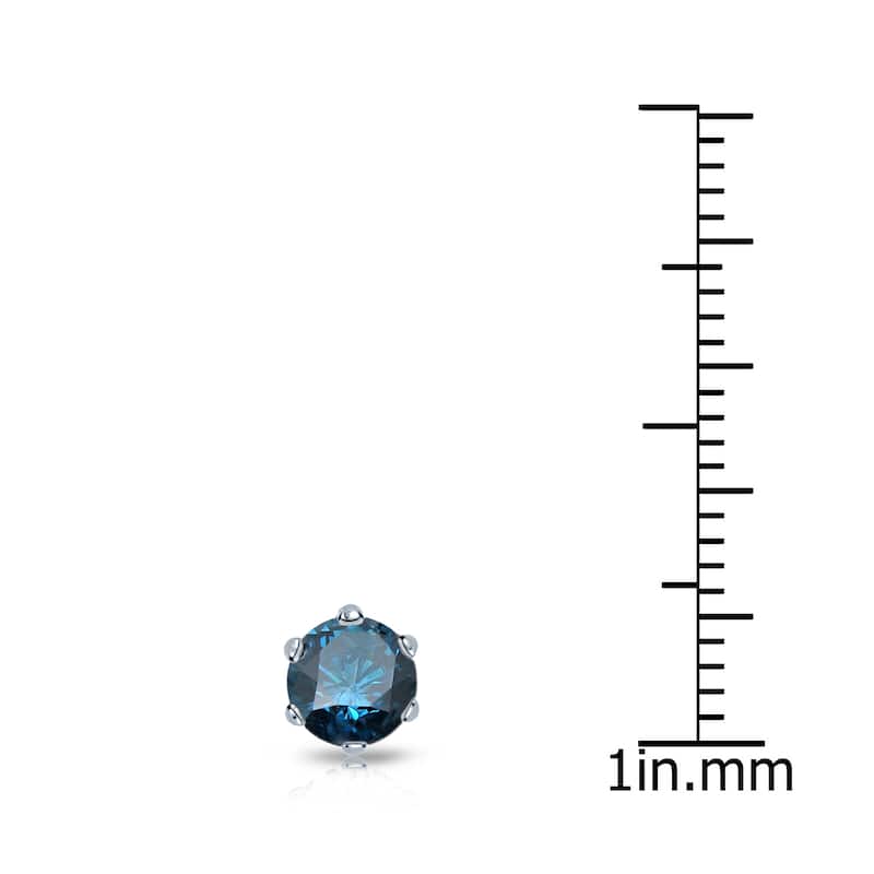 Auriya 1/2ctw 6-Prong Round Blue Diamond SINGLE (1) Stud Earring 14k Gold