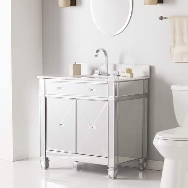 Shop Sutcliffe Marble Top Double Door Mirrored Bath Vanity Sink