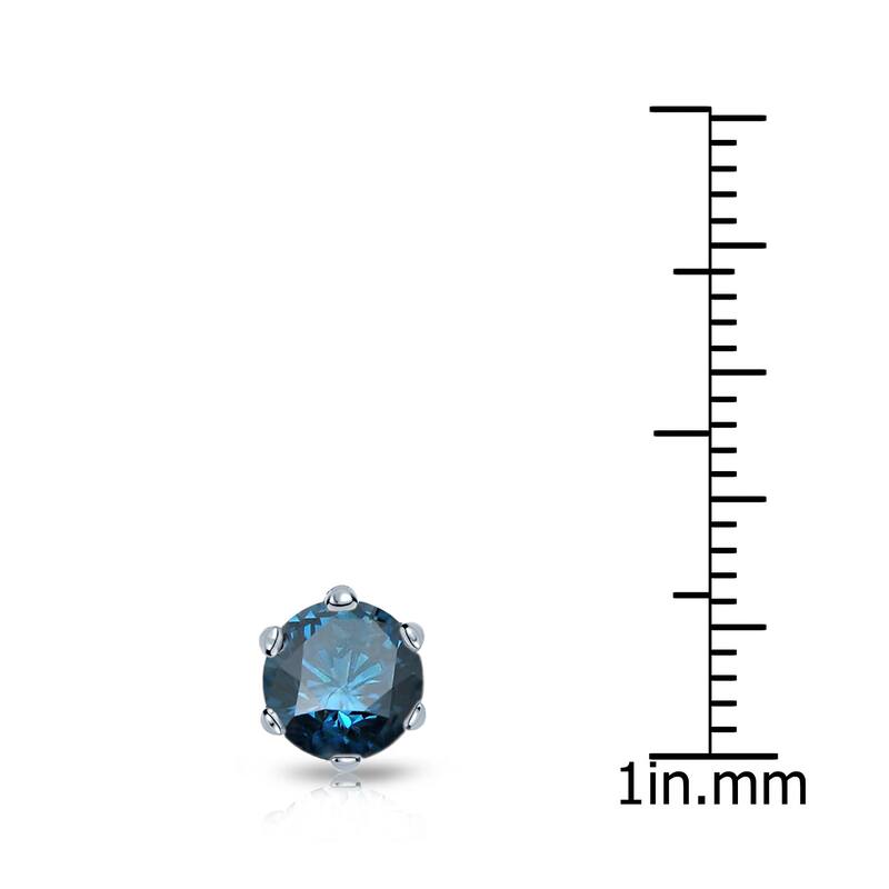 Auriya 14k Gold 3/4ct TDW Round 6-Prong SINGLE STUD (1) Blue Diamond Earring