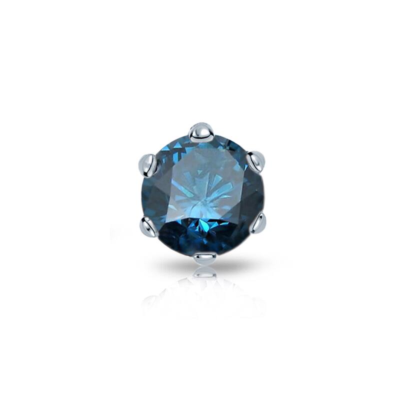 Auriya 14k Gold 3/4ct TDW Round 6-Prong SINGLE STUD (1) Blue Diamond Earring