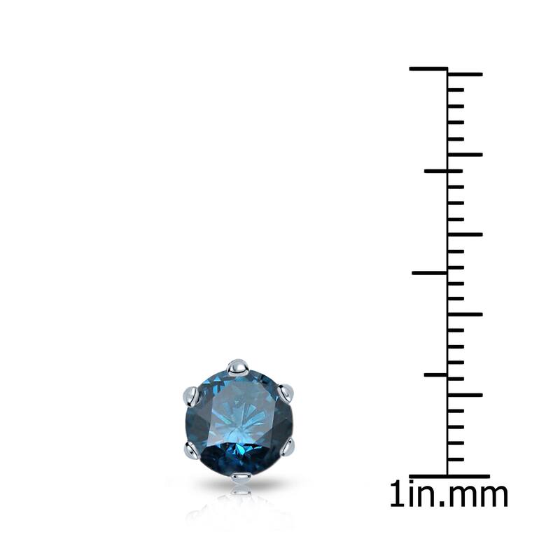 Auriya 14k Gold 1ct TDW Round 6-Prong SINGLE STUD (1) Blue Diamond Earring