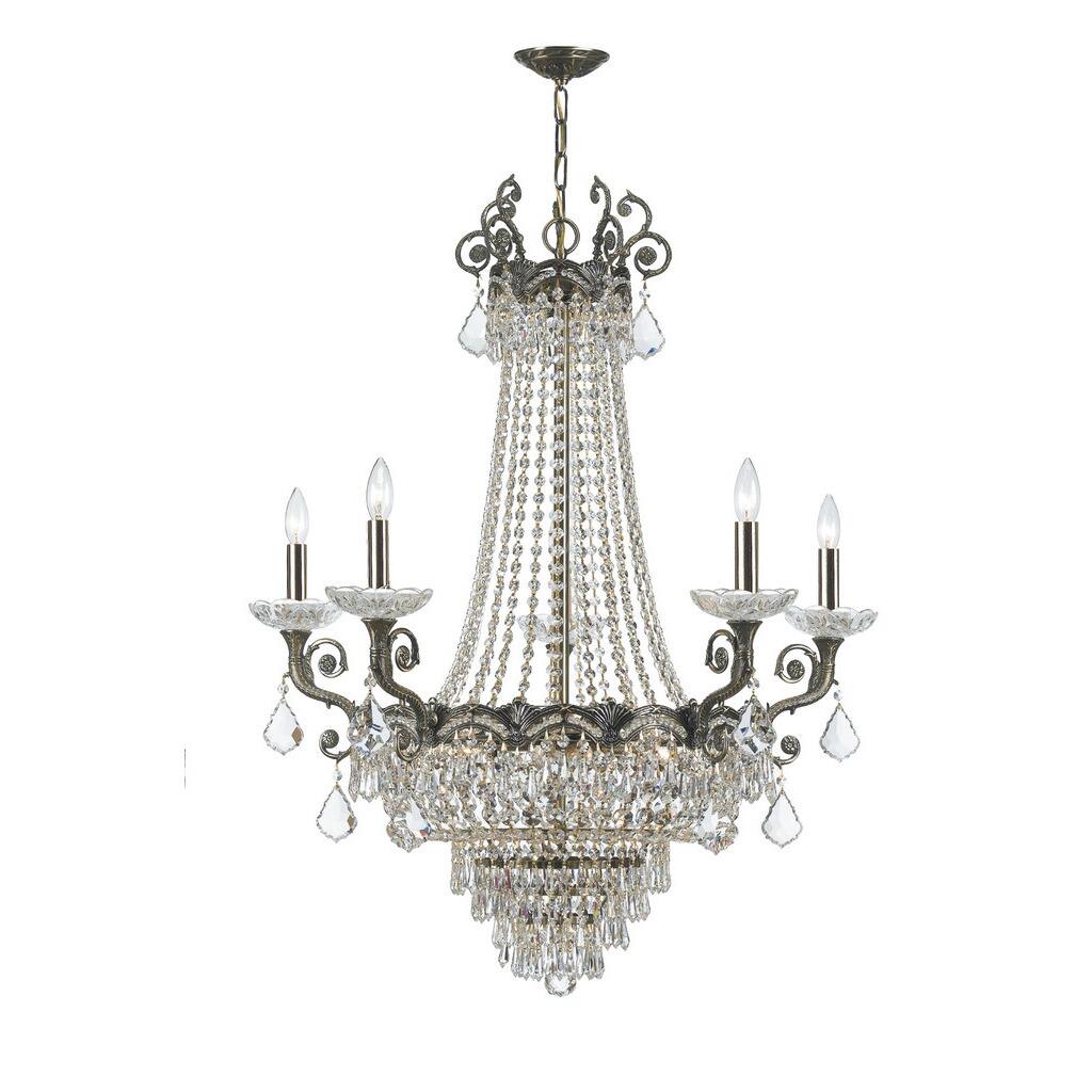 Crystorama Majestic Collection 13-light Historic Brass/Crystal Chandelier - Chandeliers For Bedrooms by Overstock.com