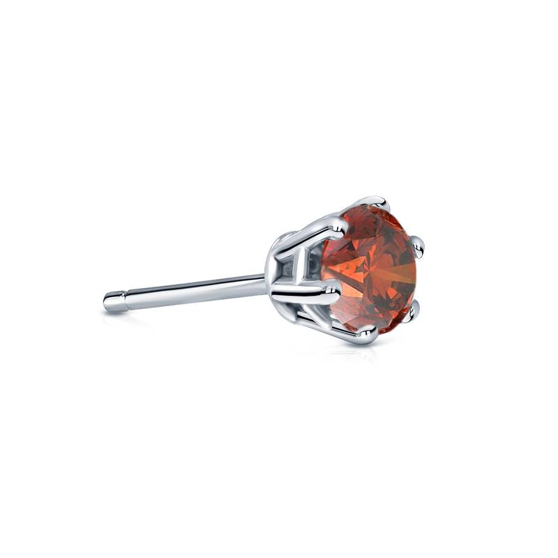 Auriya 14k Gold 1/4ct TDW Round 6-Prong SINGLE STUD (1) Brown Diamond Earring